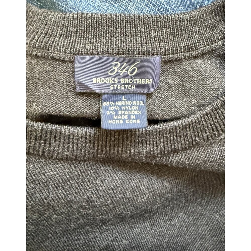 Brooks Brothers 346 Merino Wool Stretch Sweater Mens Large Black Soft - Picture 3 of 4